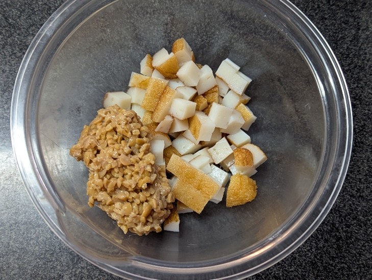 オリーブオイル香る！与作揚げの納豆和え