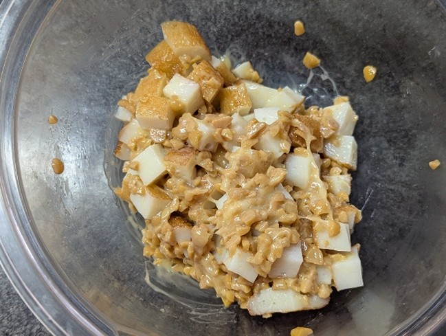 オリーブオイル香る！与作揚げの納豆和え
