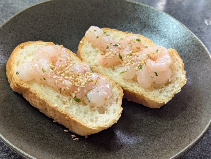 「甘えび塩辛」チーズ風味バケット 完成