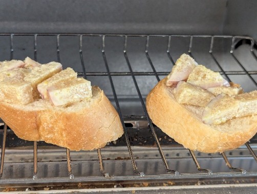 バケットにのせて焼く