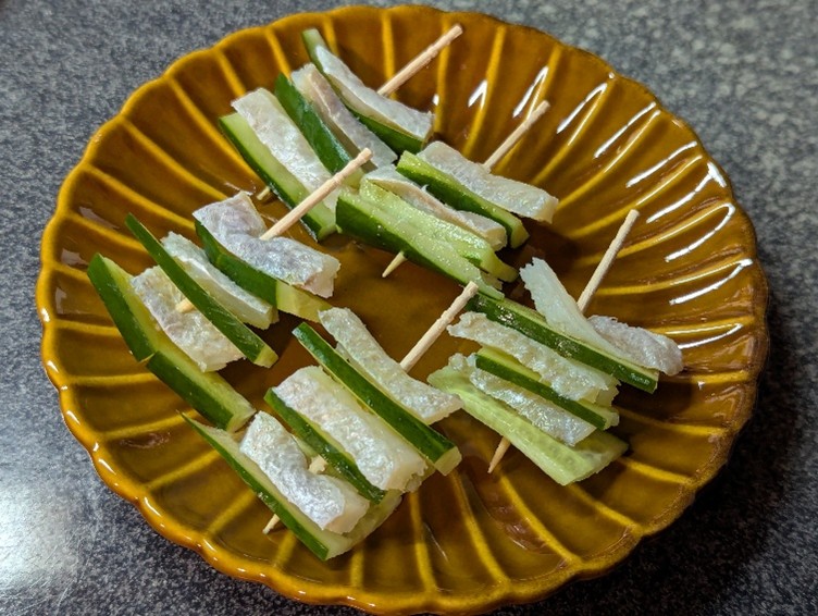 「小鯛の笹漬」ときゅうりの一口おつまみ